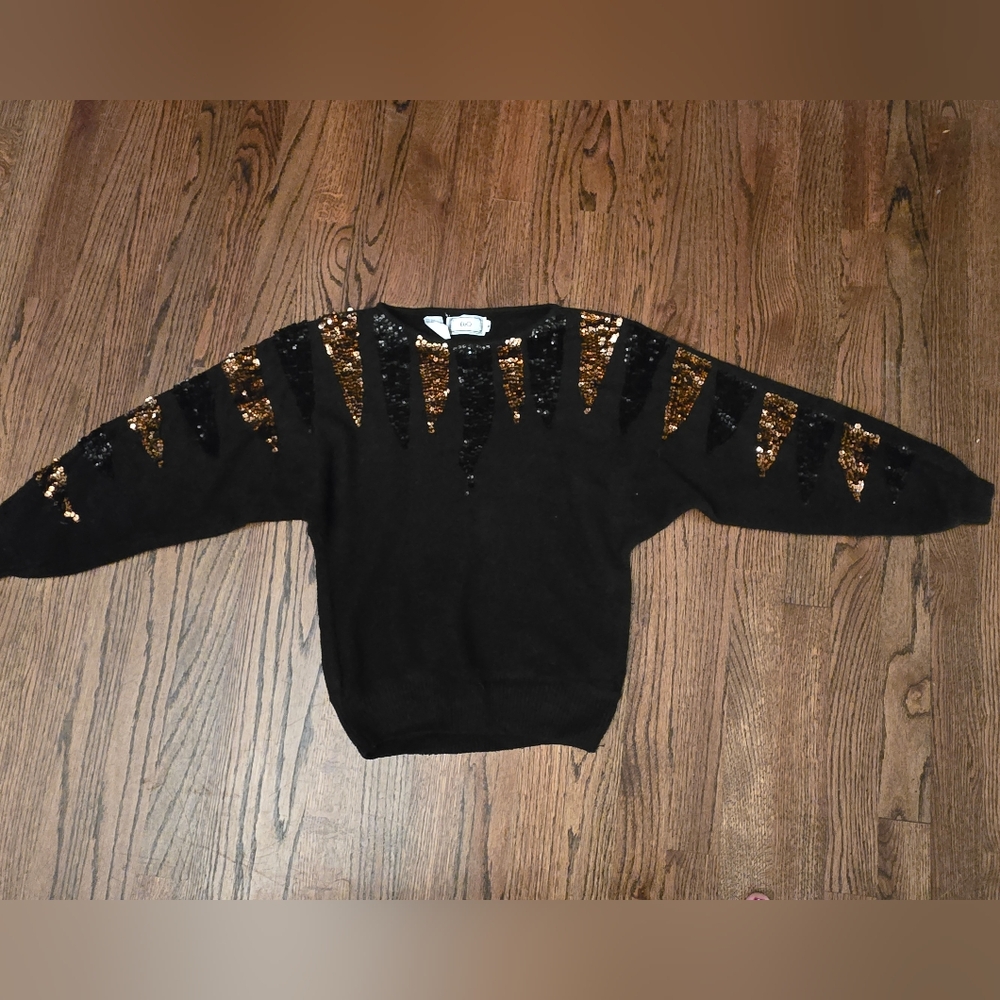 80s Sequin Angora Blend Party Sweater